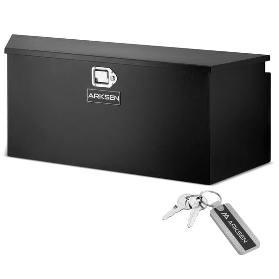 ARKSEN 49 x 13 x 18.5 Inch Steel Trailer Tongue Tool Box, Heavy Duty Waterproof Metal Storage Chest with Lock for RV Trailers, ATVs & Utility Trailers, Black