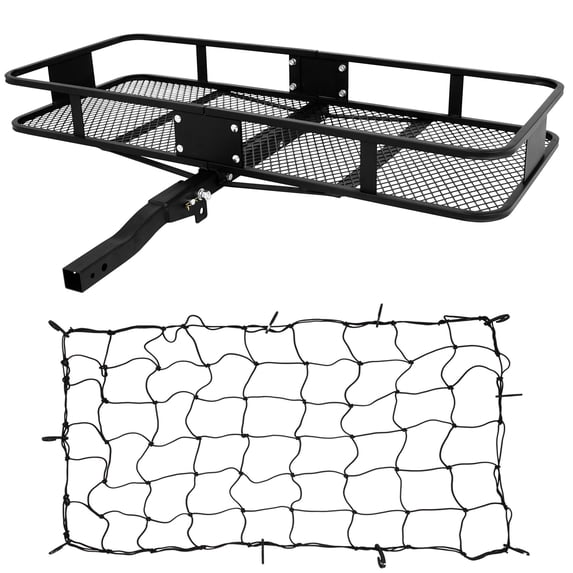ARKSEN 60" x 20" x 6" Hitch Mount Cargo Carrier Folding Angled Shank Basket W/ Cargo Net Fit 2" Receiver 500LBS Capacity