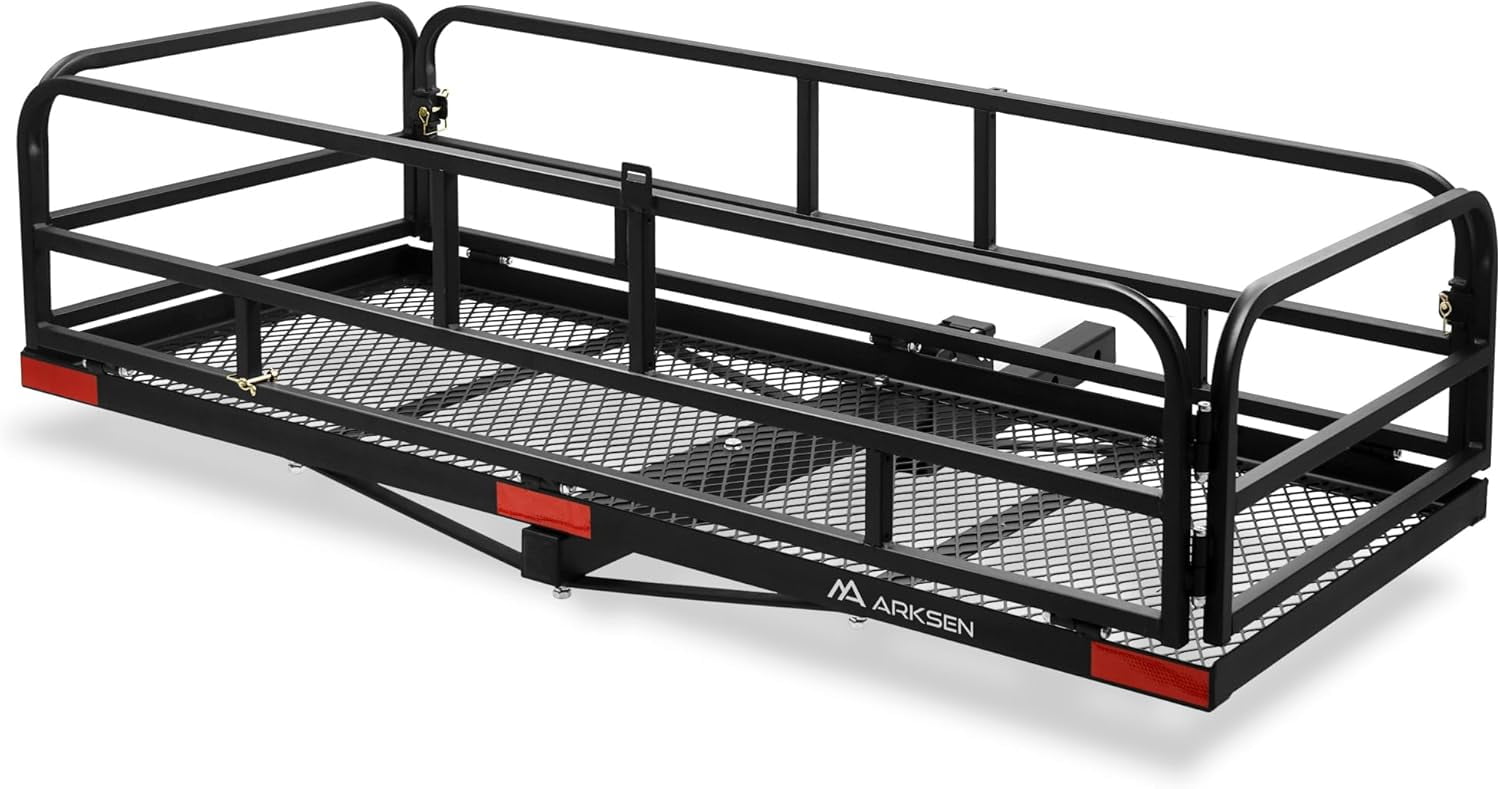 ARKSEN 60x24x14 Foldable Hauler Hitch-Mounted Cargo Rack Trailer