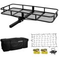 thumbnail image 1 of ARKSEN 60 x 25 x 6 Inch Folding Hitch Cargo Rack Carrier with Cargo Bag & Net, Stabilizer & 2 Straps, 500 Lbs Capacity Heavy Duty 2 Inch Receiver Luggage Basket for SUV Pickup Camping Traveling, 1 of 6