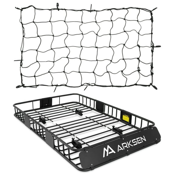 ARKSEN 64" Universal Roof Rack Cargo Extension with Cargo Net, Black