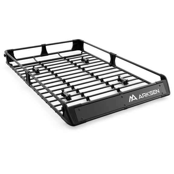 ARKSEN 64 x 39 x 6 Inch Upgraded Universal Roof Rack, 250 lbs Capacity Heavy Duty Steel Rooftop Cargo Carrier Basket with Foldable Fairing for Car, SUV & Pickup