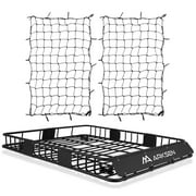 ARKSEN 64" x 50" x 6" Perfect-Wide Roof Rack Cargo Basket With Cargo Net - 150 lb. Capacity Full-size SUV Heavy Duty Roof Top Luggage Carrier, Black