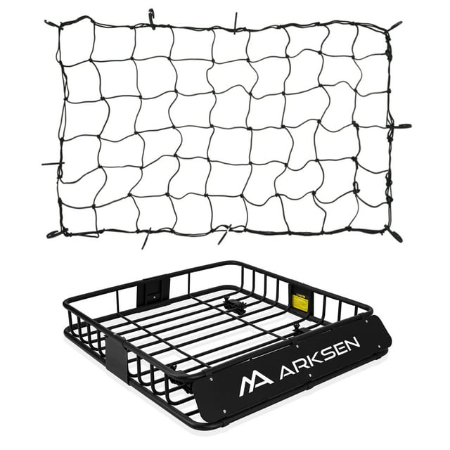 ARKSEN Heavy Duty 43"x 39"x 6" Universal Roof Rack With Cargo Net Top Carrier 150 lbs Capacity