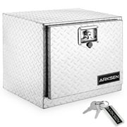 ARKSEN 18" Aluminum Truck Underbody Diamond Plate ToolBox w/ T-Handle Latch Durable Pickup Trailer Storage Organizer Tool Box Key Lock, Silver