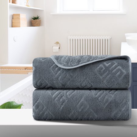 ARL HOME Bathroom 2 Piece Hand Towel Set Grey Graphic Towel 700GSM Ultra Soft Fluffy Microfibers Bath Towel Set