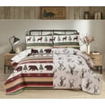 thumbnail image 1 of Beartech Quilt Set Queen Size Moose Bear Red Green Stripe Quilt Lightweight Reversible Microfiber Bedspread Coverlet Bedding Set, 1 of 8