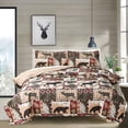 thumbnail image 1 of Beartech Quilt Set Twin Size Rustic Bedding Plaid Patchwork Quilt Lodge Cabin Moose Bear Bedding Forest Animal Lightweight Reversible Microfiber Quilt, 1 of 8