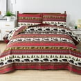 thumbnail image 1 of Beartech Quilt Set Twin Size Rustic Bedding Red Plaid Patchwork Quilt Forest Bear Bedding Lodge Cabin Bedspread Coverlet Lightweight Reversible Microfiber Quilt, 1 of 7