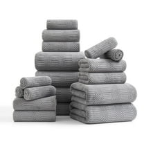 Beartech 18 Piece Bath Towel Set-6 Bath Sheet,6 Hand Towel,6 Washcloths Ultra Soft Microfiber Towels,Luxury Shower Towel,Quick-Dry & Highly Absorbent Bathroom Towels for Family,Hotel Spa-Dark Gray