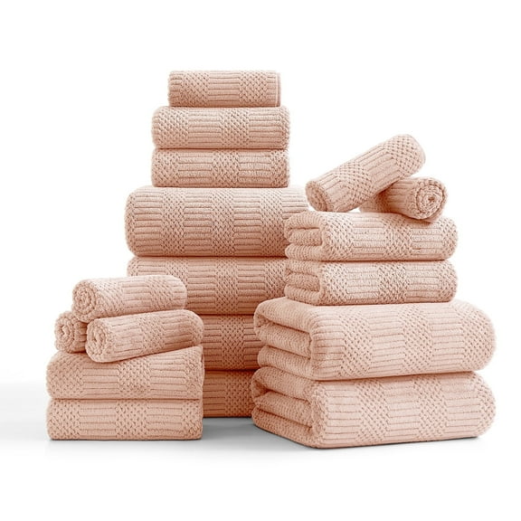 Beartech 18 Piece Bath Towel Set-6 Bath Sheet,6 Hand Towel,6 Washcloths Ultra Soft Microfiber Towels,Luxury Shower Towel,Quick-Dry & Highly Absorbent Bathroom Towels for Family,Hotel Spa-Orange