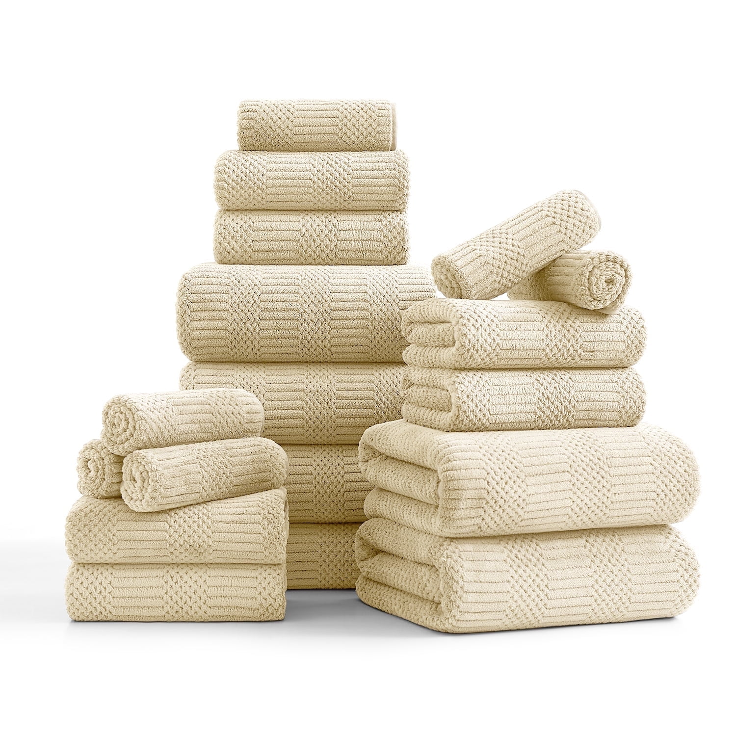 Beartech 18 Piece Bath Towel Set-6 Bath Sheet,6 Hand Towel,6 Washcloths Ultra Soft Microfiber Towels,Luxury Shower Towel,Quick-Dry & Highly Absorbent Bathroom Towels for Family,Hotel Spa-Yellow