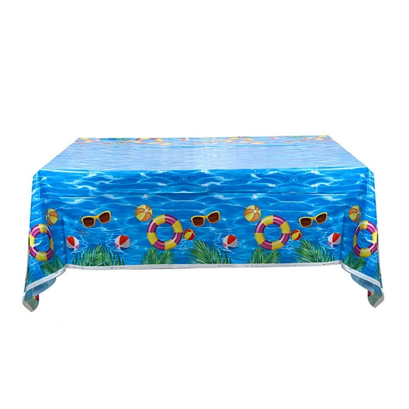 ARLAJO 2026 New Beach Theme Party Supplies Summer Pool Disposable Tablecloth Plastic Waterproof Table Cover for Hawaiian Party Birthday Decor for Party,Pool,Beach,Home 51X86Inch