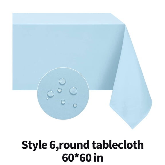 ARLAJO 2026 New Table Cloth Simple Waterproof Table Cloth Rectangle Table Non Slip Tablecloth for Dining Events for Dining Kitchen Picnic Sky Blue 60*60Inch