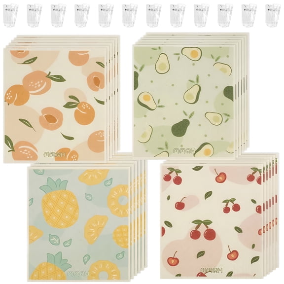 ARLAJO 24Pcs Dishcloths for Kitchen,Washable Dish Rags with 12Pcs Clips,Reusable Cleaning Paper Towels,Absorbent Counter Dish Towels,Non-Scratch Sponge Kitchen Wipes,7.48X6.69Inch