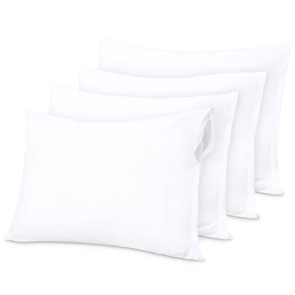 ARLAJO 4 Pack Microfiber Standard Waterproof Pillow Protectors with Hidden Zipper,Pillow Case with Zipper Super Soft Quiet Pillow Protectors,20X26 Inches,White