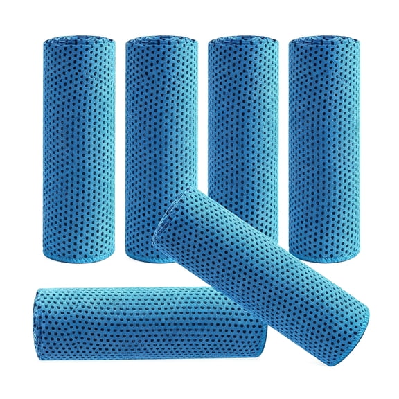 ARLAJO 6 Pack Cooling Towels 40"X12" Ice Towel Cooling Neck Wraps Soft Breathable Chilly Stay Cool in Summer for Sports Yoga Golf Gym Activities(Light Blue)