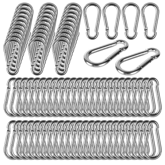 ARLAJO 60 Pack 3" Heavy Duty Spring Snap Hook,M8 5/16" Galvanized Steel Carabiner Clip Spring Snap Hook,Small Carabiner Clip Metal Clip for Home Gym,Outdoor Traveling,Swing,500Lbs Capacity