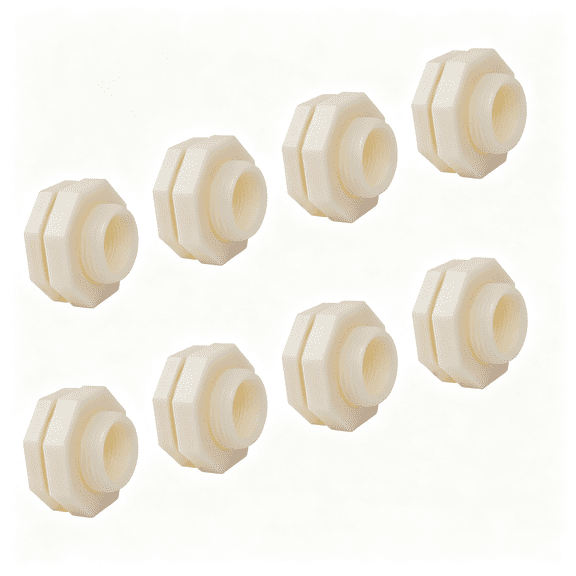 ARLAJO ABS Bulkhead Fitting 1/2" Double Thread Connector Adapter for Water Tank,Aquariums,Rain barrels,Leak-Proof Accessories for Water Tank (8-PACK)