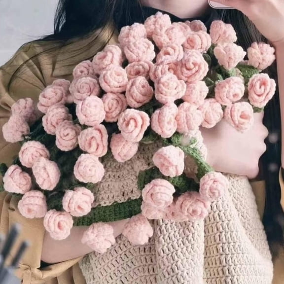 ARLAJO Bouquet Blanket Crochet,Crochet Rose Blanket,Crochet Flowers Rose Bouquet Blanket Handmade,Soft and Lightweight Romantic Rose Flower Bouquet Knitted Throw Blankets Pastel Tones