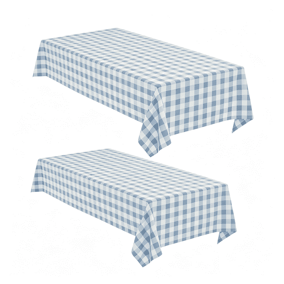 ARLAJO Checkered Tablecloth Rectangle,2 Pack Gingham Table Cloths Waterproof Wrinkle Free Buffalo Plaid Table Covers Washable for Dining,Parties&Outdoor Picnic(Light Blue and White,52"70")