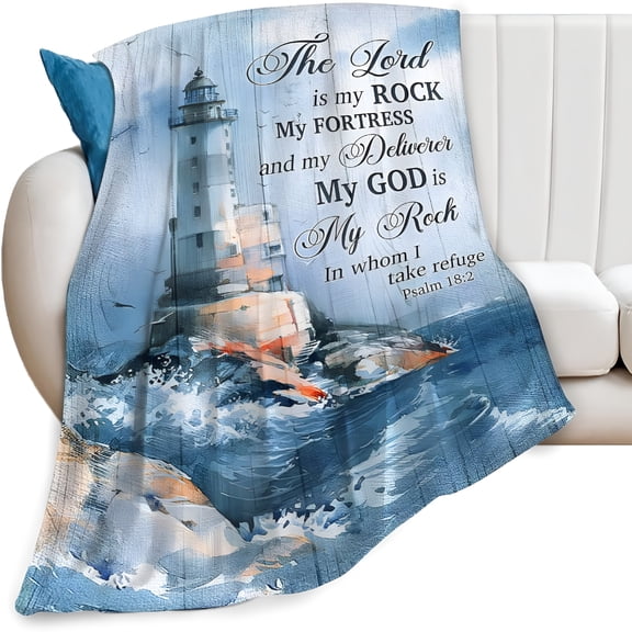 ARLAJO Christian Nautical Blanket for Girl Women Lighthouse Scripture Bible Verse Throw Blanket Soft Cozy Warm Fuzzy Fleece Ocean Theme Decor Blanket Gifts for Kids Adults Couch Sofa Bed 50"X40"