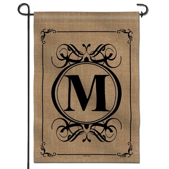 ARLAJO Classic Monogram Letter M Garden Flag,Double Sided Family Last Name Initial Yard Flags 18 x 12.5 Inch Garden Flags