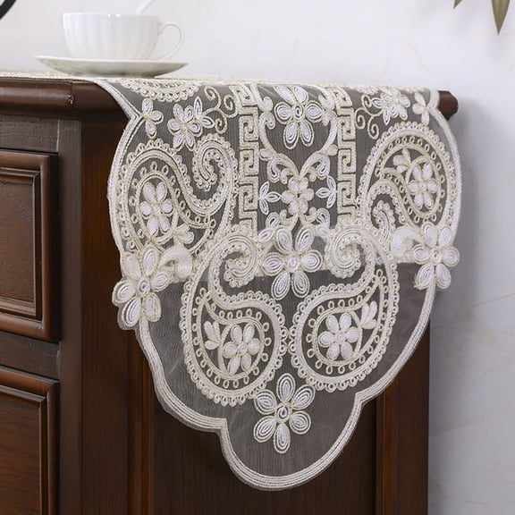 ARLAJO Embroidered Lace Table Runner,Oval Table Runners Table Centerpiece Doily Nightstand Dresser Scarf