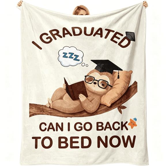 ARLAJO Funny Graduation Gifts for Her Him-Sloth Throw Blanket,2026 Graduation Gifts-College,High School,Masters Degree,Doctorate for Women,Men,Grad Gift for Nurse,Law School,60" X 50"