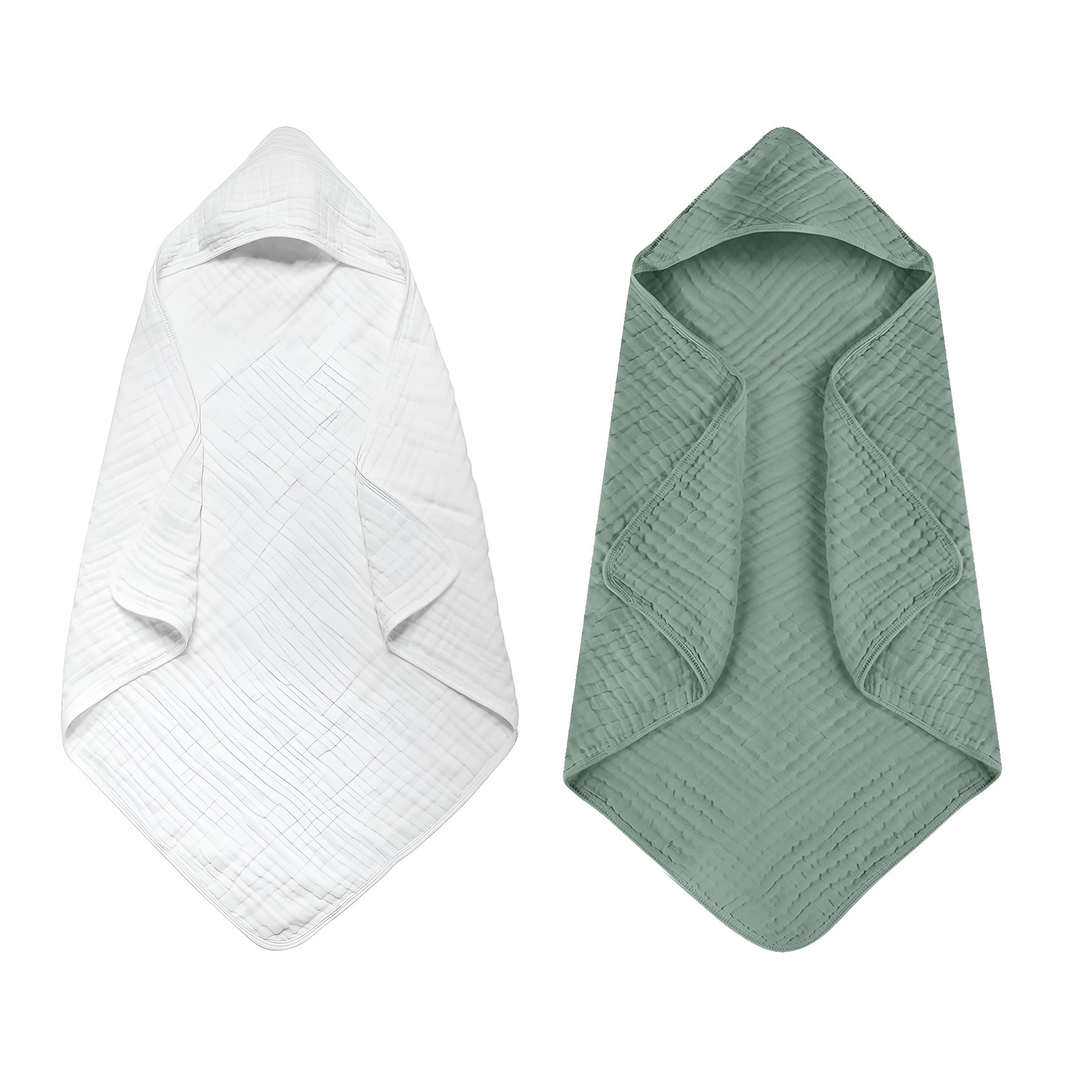 ARLAJO Hooded Baby Towels for Newborn 2 Pack 100% Muslin Organic Cotton Baby Bath Towel with Hood for Babies,Infant,Toddler and Kids,Large 32X32Inch,Soft and Absorbent