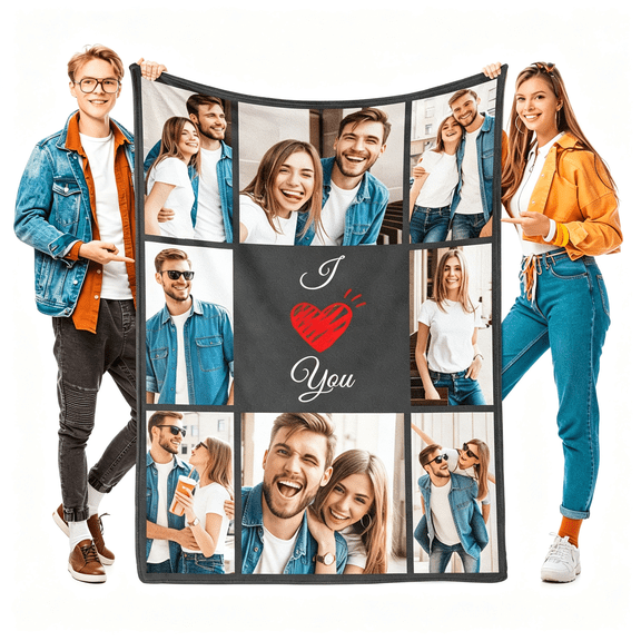 ARLAJO I Love You Gifts for Couple,Personalized Girlfriend,Custom Blanket with Photos,Blankets Pictures,Photo Using My Own Personalised Christmas Personalized Girlfriend Blanket Custom