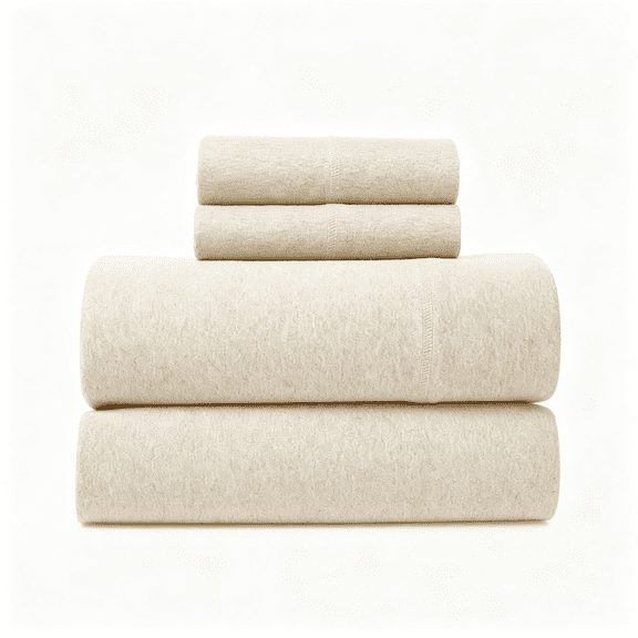 ARLAJO Jersey Linen Sheets Sheet Set - 4 Pieces Queen Cotton Sheets Set - Stretchable Ultrasoft Luxury Knit Bed Linen (Oatmeal, Queen)
