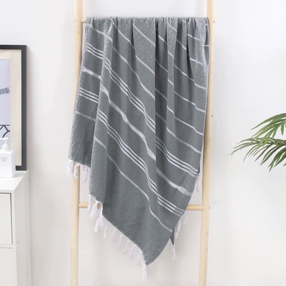 ARLAJO Large Beach Towel, Turkish Style with Fringe, Absorbent and Quick Dry, 35.4X70.9 Inch, Lightweight Microfiber Beach Towel for Beach Bath Yoga Travel