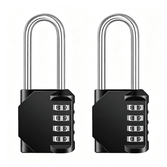 Combination Storage Lock ARLAJO Long Shackle Padlock,Combination Lock for Fence Gate (Black,2 ...