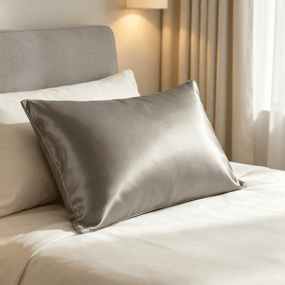 ARLAJO Mulberry Silk Pillowcase for Hair and Skin Prevent Acne Both Sides Real Silk Pillowcases Organic Silk Pillow Cases with Hidden Zipper,Grey,Standard (20"26")
