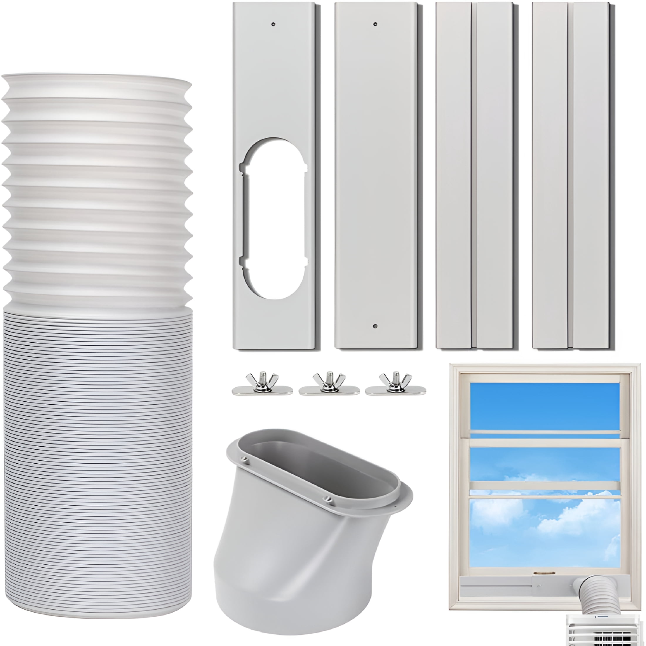 ARLAJO Portable Air Conditioner Window Vent Kit,Adjustable Window Seal with 5.9 Inch Diameter,59 Inch Length Exhaust Hose,Universal for Sliding Horizontal Or Vertical Window