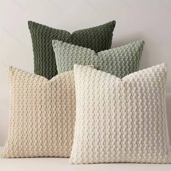 ARLAJO Throw Pillow Covers 20X20 Set of 4,Super Soft Boho Corduroy Decorative Cushion Cases,Soft Pillow Covers Solid Color Plush Texture Pillow Covers for Sofa Couch Chair,Beige Brown