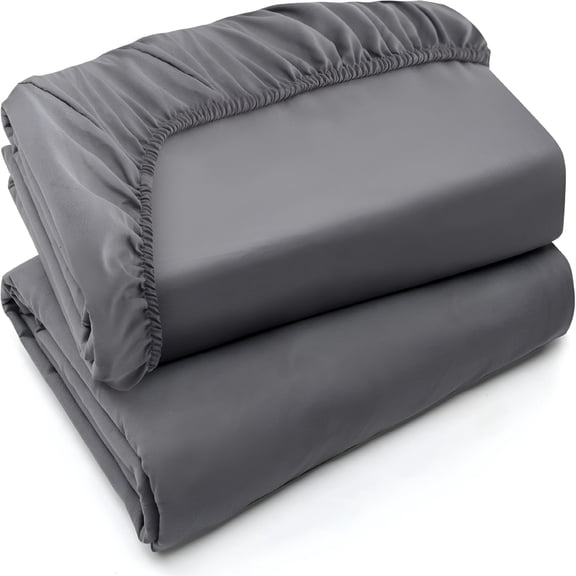 ARLAJO Twin Xl Fitted Sheets - Bulk Pack of 2 Bottom Sheets - Soft Brushed Microfiber - Deep Pockets - Shrinkage & Fade Resistant - Easy Care (Twin Xl,Grey) Twin Xl Fitted Sheets 2 Pack