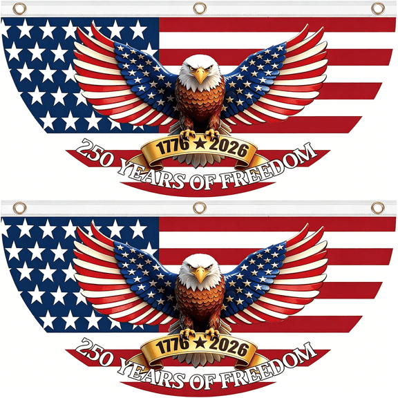 ARLAJO Usa Bunting Flag 4X2 Ft American Fan Flags Patriotic Eagle Banner 4Th of July Decorations Independence Day