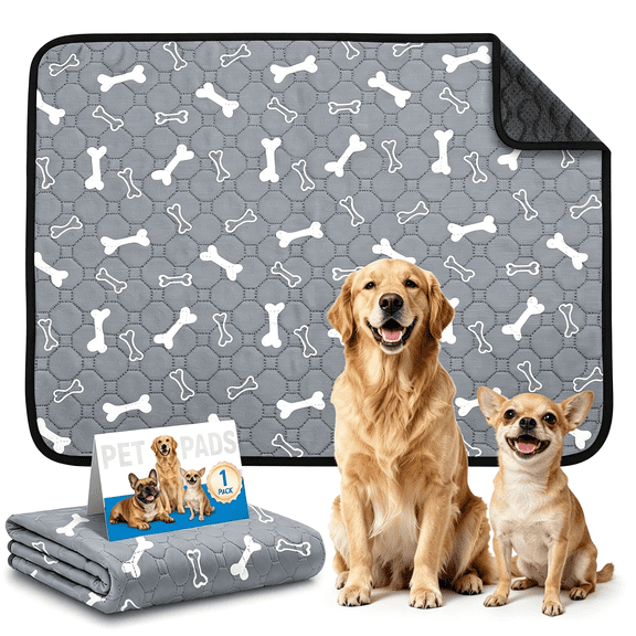 ARLAJO Washable Pee Pads for Dogs, Absorbent Reusable Puppy Training Pads, Leakproof, Non-Slip, Waterproof Cat Doggie Pad Pet Potty Mat for Indoor&Outdoor, Whelping, Playpen, Crate, Gray 20"x28"