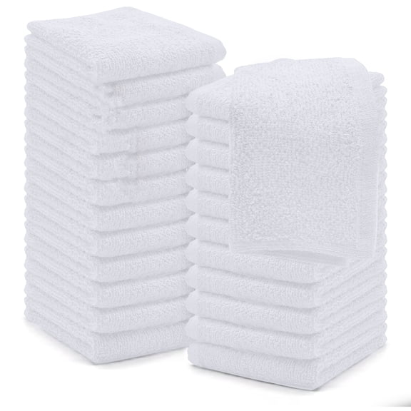 ARLAJO Washcloths pack of 24 High-Quality Soft Cotton Absorbent and Multipurpose Wash Clothes for Face & Body face cloths - White, 12x12in