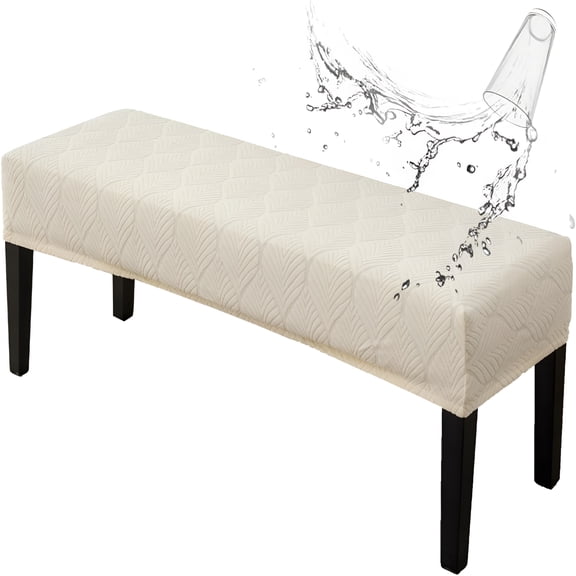 ARLAJO Waterproof Dining Room Bench Covers,Stretch Jacquard Bench Seat Protector Cover,Rectangular Bench Cover for Bedrooms,Living Rooms,Kitchens,Removable,Washable (Beige)
