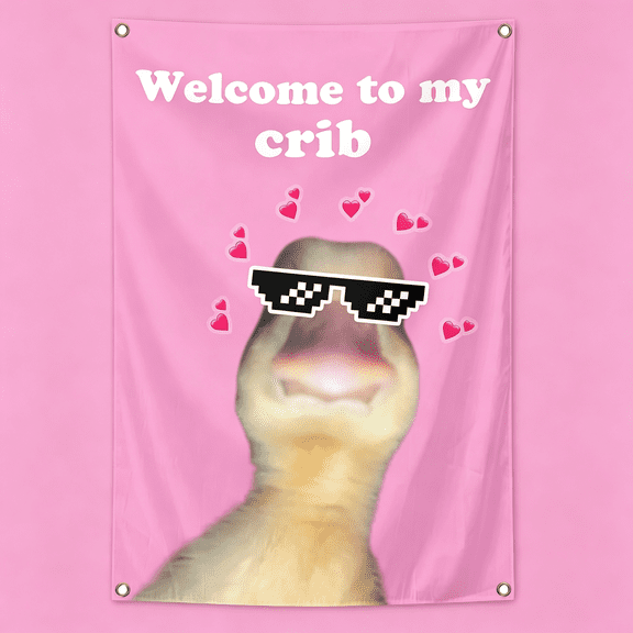 ARLAJO Welcome to My Crib Flag Funny Tapestry 2X3Ft Meme Banner Wall Hanging Tapestries for College Dorm Room Man Cave Parties Decoration,Hilarious Funny Tapestry