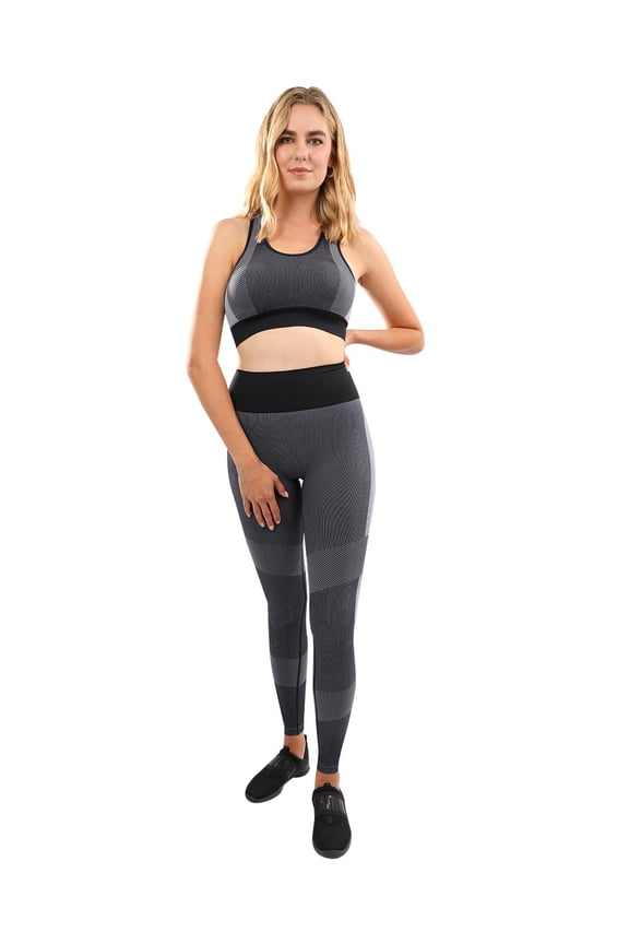 ARLETA SEAMLESS LEGGINGS & SPORTS BRA SET - BLACK