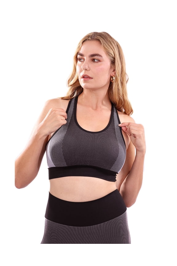 ARLETA SEAMLESS SPORTS BRA - BLACK - LARGE