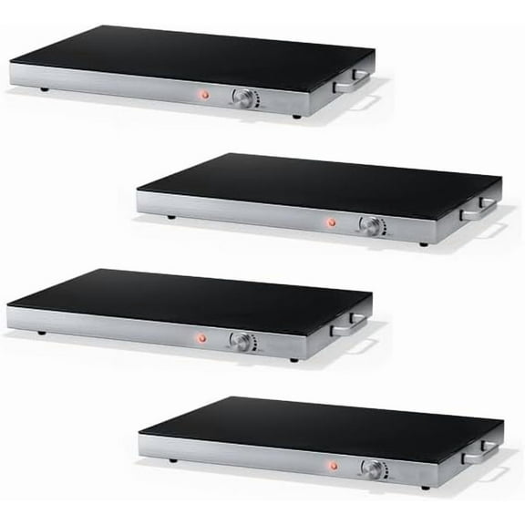 ARLIME 4 Pcs Electric Warming Tray, 22" x 14" Hot Plate Warmer w/Adjustable Temperature Control, Tempered Glass Top, Cool-Touch Handles, Food Warmer Tray for Gathering Parties, Buffet (4)