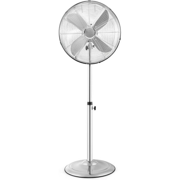 ARLIME Pedestal Fan, 16 Inch Oscillating Fan w/ 3 Speeds & Adjustable Height, 75° Oscillation & 20° Tilt, Heavy Duty Metal Aluminum Blades, Standing Fan for Bedroom, Home Office, Garage (Silver)