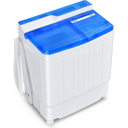 ARLIME Portable Twin Tub Washing Machine Wash & Spin Cycle Dryer, 13Lbs Mini Laundry Machine & Spinner Dryer Combo w/Drain Pump & Long Hose, Time Control Compact Washer for Apartments, Dorms, RV