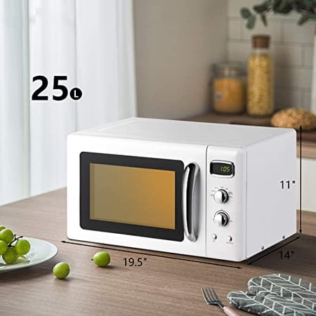 ARLIME Retro Microwave, 900W/0.9Cu.Ft, Small Countertop Microwave w/Defrost & Auto Cooking, LED Display, Pull Handle, Easy Clean Stainless Steel Interior, Child Lock, ETL Certification