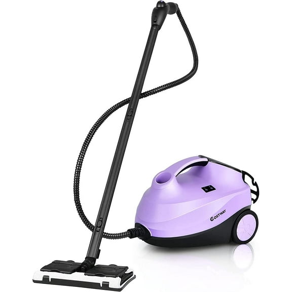 ARLIME Steam Cleaner, Multipurpose Steam Cleaner w/ 19 Accessories, Heavy Duty Household Steamer Chemical-Free Cleaning, 1.5L Dual-Tank Rolling Cleaning Machine for Carpet, Floor, Window, Car, Purple